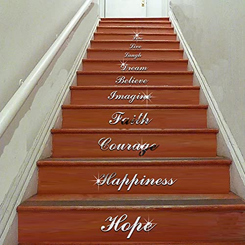 Alvinlite Treppenabziehbilder, Treppenstufen-Aufkleber Selbstklebende Treppenstufen-Aufkleber Wandmalereien Treppenstufen-Aufkleber Tapeten-Dekor(Silber) von Alvinlite