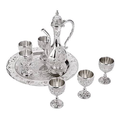 Alvinlite Türkisches Vintage-Kaffeekannen-Set, Türkisches Tee-Set Mit 6 Kaffeetassen, Weinkaraffe Und Gläser-Set, Türkisches Kupfer-Kaffeetassen-Set Für Die Teeparty zu Hause von Alvinlite