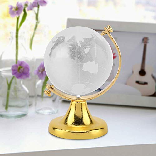 Weltkugel Dekor Glas Kristallkugel Kugel Kugel Display Globus Briefbeschwerer, Mini Runde Erde Kristallglaskugel Schreibtisch Home Office Dekor Handwerk Kunst Geschenk(Gold) von Alvinlite