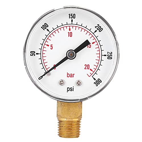 Alvinlite Y50 Manometer | 50 mm 1/4 Zoll BSPT Hochpräzises mechanisches Radialmanometer für Kraftstoff, Luft, Öl, Gas, Wasser | 0–300 psi 0–20 bar| Druckanzeige von Alvinlite
