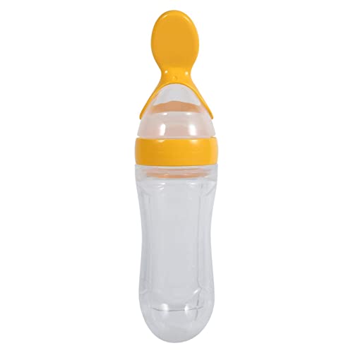 Baby Löffel Squeeze Flasche Fruchtsauger, Baby Getreide Fütterungs Flasche, Squeeze Löffelspender aus Silikon mit Löffelabdeckung für Säugling Neugeborenen, 90ml (3oz) von Alvinlite