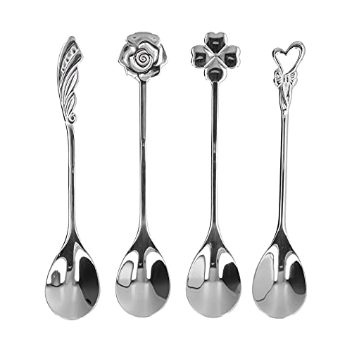 Espressolöffel-Set, 4-teilig, Mini-Kaffeelöffel, Edelstahl, Kreatives Geschirr, Dessertlöffel, 12,4 Cm, Espressolöffel-Set, Kaffee-Rührlöffel Für Hochzeitsgeschenk, Rühren von Kaffee von Alvinlite