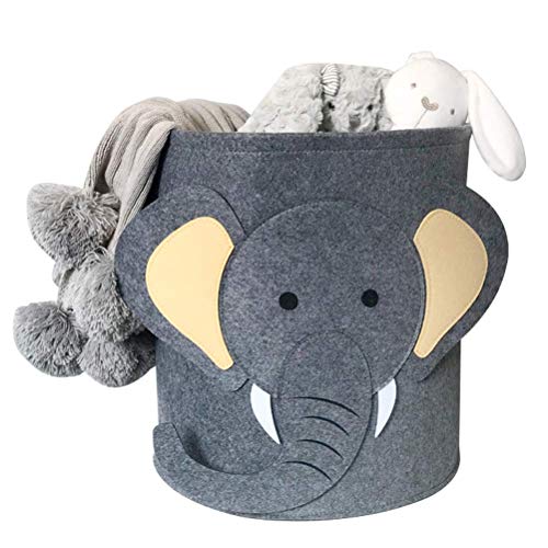 Filz-Aufbewahrungseimer Mit Cartoon-Elefant-Motiv, Kinderspielzeug, Aufbewahrungstasche Für Schmutzige Kleidung, Wasserdichter Wäschekorb, Multifunktionaler Praktischer Wäschekorb(Dunkelgrau) von Alvinlite