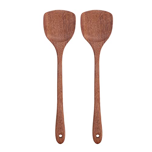 Alvinlite Holzspatel zum Kochen - 38.5cm Spachtel für die Küche, Holzwender, Langstielige Kochlöffel, Pfannenwender Holz, Ideal für Pfanne, Kochutensilien und Wok, 2er Pack von Alvinlite