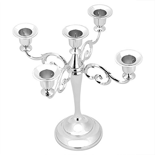 Kerzenhalter Kandelaber Retro Kerzenständer 5-Armiger Kerzenständer für Candlelight Dinner Tischdekoration(one Size-Silber) von Alvinlite