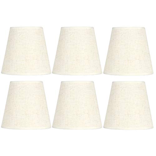 Alvinlite Kleiner Lampenschirm 6er Set, Barrel Stoff Lampenschirme Clip On Glühbirne für Hängelampe Tischlampe Stehlampe, Beige Nordic Art Decor Kronleuchter Shades 3.5x5.5x5.2Inch Lampenschirm von Alvinlite