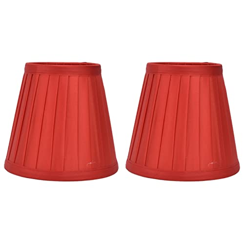 Alvinlite 2 Stück Rot Lampenschirm Tischlampe Rund E14, Kronleuchter Schirme, Stoff Nachttisch Lampenschirme Kleine, Clip On Kronleuchterschirme Wandleuchterschirm, 13cm hoch - 9.2-14.2cm breit von Alvinlite