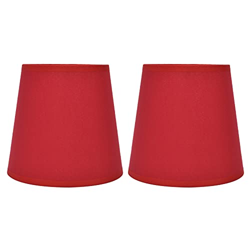 Kronleuchterschirme Lampenschirme 2er Set, Lampenschirm E14 Uno Fitter Bell Lampenschirme für Hängelampe Tischlampe Stehlampe Ersatz(Rot) von Alvinlite