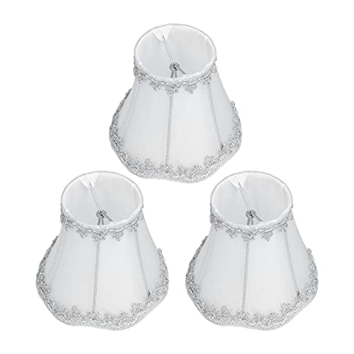 Kronleuchterschirme Lampenschirme 3er Set, Silber Lampenschirm Clip On für Lampen Moderne Glockenlampenschirme Silber zum Aufstecken für Hängelampe Tischlampe Stehlampe Ersatz von Alvinlite