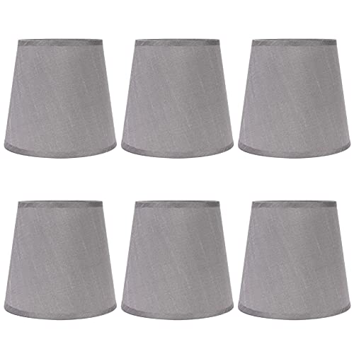 Kronleuchterschirme Lampenschirme Set von 6, kleine Grau Lampenschirm E14 für Lampen Uno Fitter Moderne Glockenlampenschirme für Hängelampe Tischlampe Stehlampe Ersatz von Alvinlite