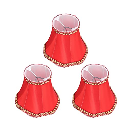 Kronleuchterschirme Lampenschirm Clip On für Lampen Lampenschirme 3er-Set, modern, die auf die Glühbirne geclipst werden, Rot Glockenlampenschirme für Hängelampe Tischlampe Stehlampe Ersatz von Alvinlite