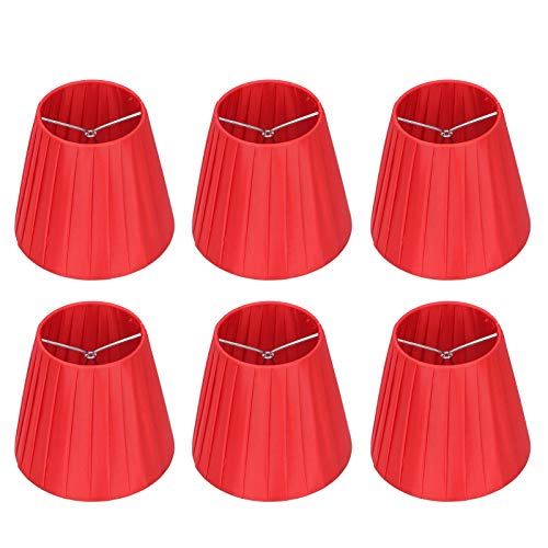 Lampenschirm Klein, Lampenschirme, 6er-Set, moderne Kandelaber-Schirme, Glocken-Lampenschirme, die an der Glühbirne befestigt werden, Rot für Hängelampe Tischlampe Stehlampe Ersatz von Alvinlite
