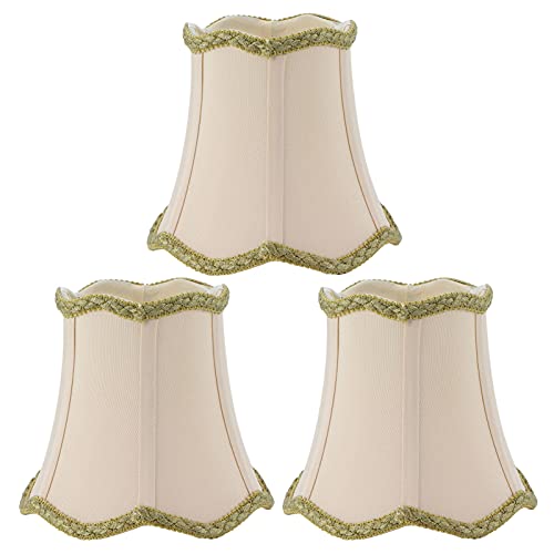 Alvinlite Lampenschirme 3er-Set, Kandelaber-Schirme, Kronleuchter-Schirme, Clip-On-Glühbirne, Moderne beige Glocken-Lampenschirme für Tisch, Boden, Wand, Kronleuchter, Nachttischlampe von Alvinlite