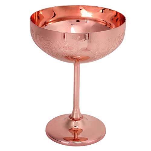 Martini-Gläser aus Edelstahl, Metall-Martini-Gläser, Vintage-Glaswaren, unzerbrechliche Alkoholgläser, Becher mit graviertem Blumenmuster(Kupfer Nr. 2) von Alvinlite