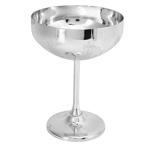 Martini-Gläser aus Edelstahl, Metall-Martini-Gläser, Vintage-Glaswaren, unzerbrechliche Alkoholgläser, Becher mit graviertem Blumenmuster(Silber) von Alvinlite