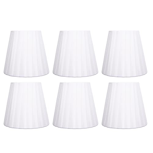 Alvinlite Moderne Lampenschirm Hängelampe Klein, Lampenschirme, 6er-Set, kleine Kandelaber-Schirme, Clip-On-Glocken-Lampenschirme, Weiß, für Hängelampe Tischlampe Stehlampe Kronleuchter von Alvinlite