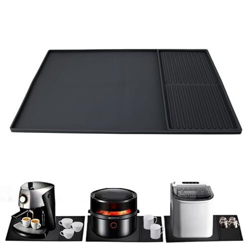 Silikonkaffeematte, 24''X16 '' Barmatte mit abnehmbarer Geschirrtrocknungsmatte für Counter Station Accessoires, Espresso -Matte für Counter und Arbeitsplatte (black) von Alvinlite