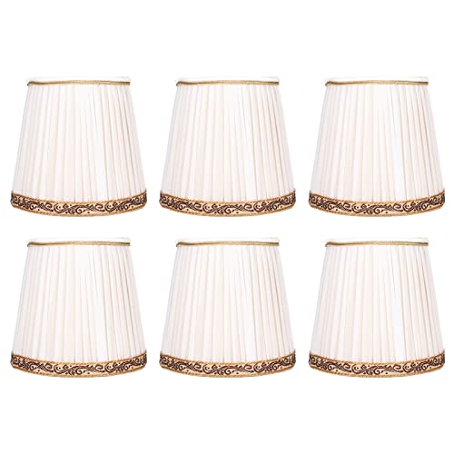 Stoff-Lampenschirm Vintage-Stil Lampenschirm Barrel Stoff Lampenschirm mit doppellagigem Clip On Lampenschirm Trommel Lampenbucht für Tischlampe Kronleuchter Wandlampe Stehlampe Set von 6 (Beige) von Alvinlite