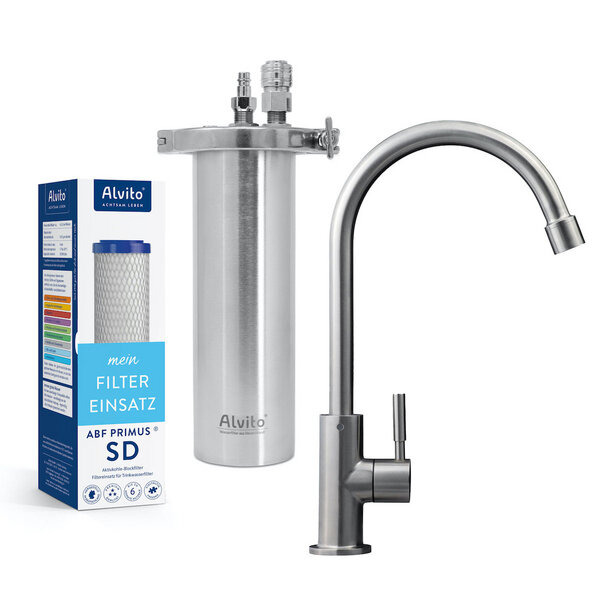 Alvito Wasserfilter INOX T STARTSET - Bestes Trinkwasser für die ganze Familie von Alvito