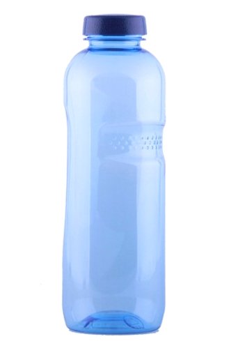 Trinkwasserflasche aus Tritan 1 Liter, 5er SET mit "Blüte des Lebens" - Symbol Aufdruck auf dem Trinkdeckel, Flasche gibt keine Schadstoffe ab (FDA Zulassung), und ist hervorragend geeignet um gefiltertes Wasser aufzubewahren; große Öffnung (4cm), spülmaschinengeeignet (für bis zu 80 Waschgänge), sehr robust, fast unzerbrechlich, frei von Bisphenol-A Weichmacher. Für Trinkwasser, Aquadea Kristall Wirbel Wasser und einfach Wasser für unterwegs. Blume des Lebens, hergestellt von Greiner Packaging aus Österreich, Kavodrinkflasche, Copolyester von Alvito