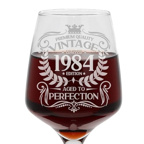 Always Looking Good Weinglas mit Gravur "Aged to Perfection" zum 39. Geburtstag, Vintage 1984, groß, 400 ml von Always Looking Good