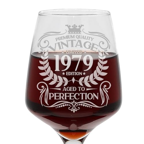 Always Looking Good Weinglas mit Gravur "Aged to Perfection" zum 44. Geburtstag, Vintage 1979, groß, 400 ml von Always Looking Good