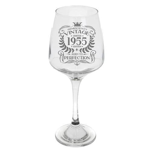 Always Looking Good Weinglas zum 69. Geburtstag, Vintage-Design von 1955, Aged to Perfection, graviert, großes Weinglas, Geschenk für 69-Jährige, geätztes 400-ml-Weinglas Always Looking Good Weinglas zum 69. Geburtstag, Vintage-Design von 1955, Aged to Perfection, graviert, großes Weinglas, Geschenk für 69-Jährige, geätztes 400-ml-Weinglas von Always Looking Good