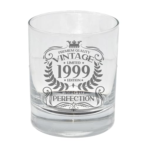 Always Looking Good Whiskyglas zum 24. Geburtstag für Männer, Vintage 1999 Aged to Perfection, graviert, Geschenk für 24 Jahre alte Whisky Bourbon Scotch Lowball Tumbler Gläser von Always Looking Good