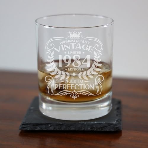 Always Looking Good Whiskyglas zum 39. Geburtstag für Männer, Vintage 1984 Aged to Perfection, graviert, Geschenk für 39 Jahre alt, geätzte Whisky Bourbon Scotch Lowball Tumbler Gläser von Always Looking Good