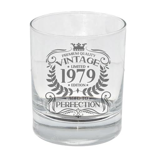 Always Looking Good Whiskyglas zum 44. Geburtstag für Männer, Vintage 1979 Aged to Perfection, graviert, Geschenk für 44 Jahre alt, geätzte Whisky Bourbon Scotch Lowball Tumbler Gläser von Always Looking Good