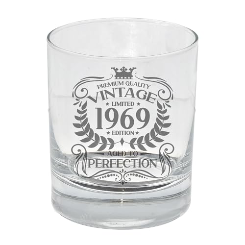 Always Looking Good Whiskyglas zum 54. Geburtstag für Männer, Vintage 1969 Aged to Perfection, graviert, Geschenk für 54 Jahre alte Whisky Bourbon Scotch Lowball Tumbler Gläser von Always Looking Good