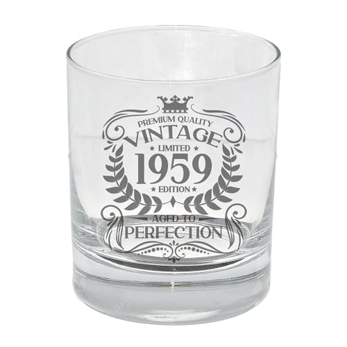 Always Looking Good Whiskyglas zum 64. Geburtstag für Männer, Vintage 1959 Aged to Perfection, graviert, Geschenk für 64 Jahre alte Whisky Bourbon Scotch Lowball Tumbler Gläser von Always Looking Good