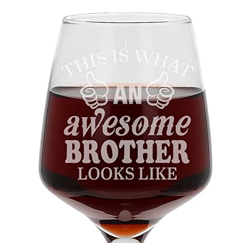 Geschenke für Bruder "This is What an Awesome Brother Looks Like", lustiges Weinglas mit Gravur für Brüder, geätzt, 400 ml großes Weinglas von Always Looking Good