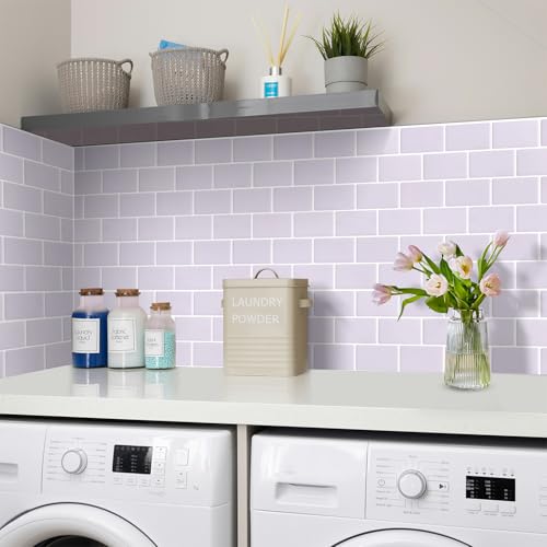 Alwayspon 3D-Vinyl-Wandfliesen-Aufkleber, dick, abziehen und aufkleben, selbstklebend, wasserdicht, Spritzschutz, für Küche, Badezimmer, Wand, 30,5 x 15,2 cm, Violett, 10 Bögen Alwayspon 3D-Vinyl-Wandfliesen-Aufkleber, dick, abziehen und aufkleben, selbstklebend, wasserdicht, Spritzschutz, für Küche, Badezimmer, Wand, 30,5 x 15,2 cm, Violett, 10 Bögen von Alwayspon