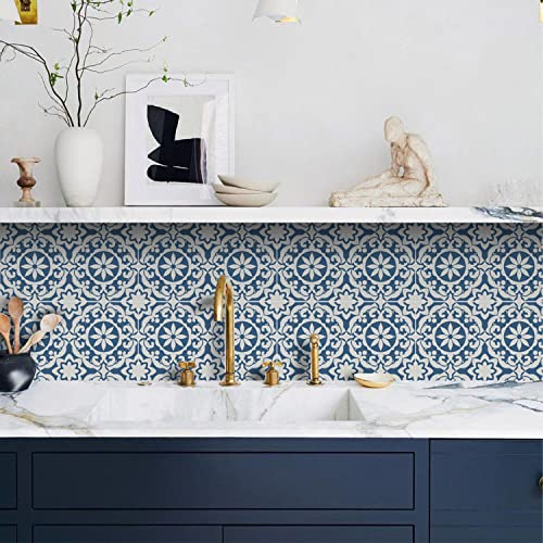 Alwayspon Fliesenaufkleber, blaue, marokkanische Fliesenaufkleber, selbstklebend, für Bathoon-Küche, Spritzschutz für Herde, selbstklebende Vinyl-Wandfliesen-Aufkleber, 10 Stück x 15 cm von Alwayspon