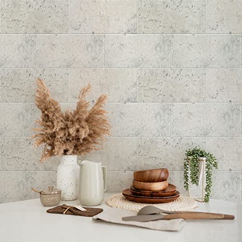 Alwayspon Vinyl-Bodenfliesen-Aufkleber, rutschfeste selbstklebende Rückseite, Fliesenaufkleber für Küche, Badezimmer, selbstklebend, abziehen und aufkleben, PVC Retroweiß, 30 x 15 cm, 4 Stück von Alwayspon