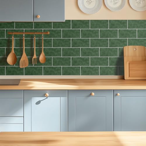 Alwayspon Vinyl-Wandfliesenaufkleber, wasserdicht, selbstklebende Rückseite, Fliesenaufkleber für Küche, Badezimmer, selbstklebend, PVC-Fliesenübertragung, zum Aufkleben, Dunkelgrün, 24 Stück x 30 cm Alwayspon Vinyl-Wandfliesenaufkleber, wasserdicht, selbstklebende Rückseite, Fliesenaufkleber für Küche, Badezimmer, selbstklebend, PVC-Fliesenübertragung, zum Aufkleben, Dunkelgrün, 24 Stück x 30 cm von Alwayspon