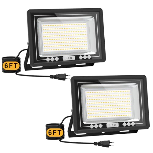 100W LED Strahler Außen 2er, 18000LM Graphene Superhell Außenstrahler IP66 Wasserdicht Fluter 6500K Kaltweiß LED Fluter für Garten, Garage, Sportplatz, Terrassen von Alweysup