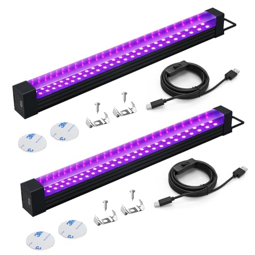 Alweysup UV Schwarzlicht Röhre 10W 2 Pack, 31cm Schwarzlicht LED Strip, Schwarzlichtlampe Blacklight, für Disco, Glow Party, Halloween Deko, Bühnenbeleuchtung, Party Zubehör von Alweysup