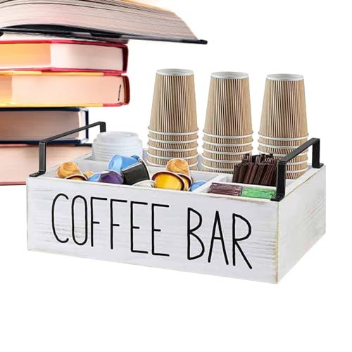 Alwida Kaffee Organizer bar, Holz Kaffee bar, Becher Deckel Organizer, Kaffee-Organizer aus Holz, Kaffee Sirup Spender, Organizer-Station Caddy für Kaffee Zuhause, Küche, Restaurant von Alwida