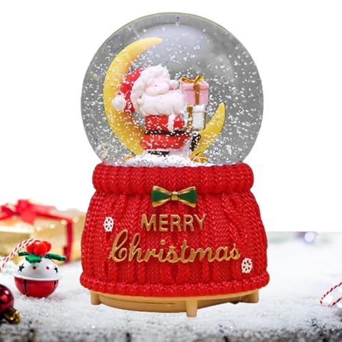 Palla Di Neve Natalizia - Mappamondo Acquatico Musicale Di Babbo Natale Sull Luna | Cupola Glitterata Di Buon Natale, Globi Di Neve Dipinti A Mano Per La Decorazione Del Desktop Della Casa von Alwida