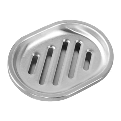 Seifenhalter aus Edelstahl, Seifenschale aus Metall - Rostfreies Seifentablett aus Metall mit Ablauf | Praktischer Seifenhalter aus Metall mit Abtropffunktion, Seifenablage für Küche, Dusche, Waschbec von Alwida
