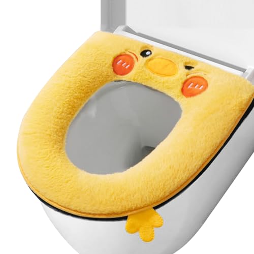 Alwodici WC-Sitzbezug aus Plüsch, Cartoon-Toilettensitzkissen, universeller Toilettendeckel mit Griff, waschbar, Toilettensitzbezüge mit Reißverschluss, Gelb gepolstert, Toilettensitzkissen Alwodici WC-Sitzbezug aus Plüsch, Cartoon-Toilettensitzkissen, universeller Toilettendeckel mit Griff, waschbar, Toilettensitzbezüge mit Reißverschluss, Gelb gepolstert, Toilettensitzkissen von Alwodici
