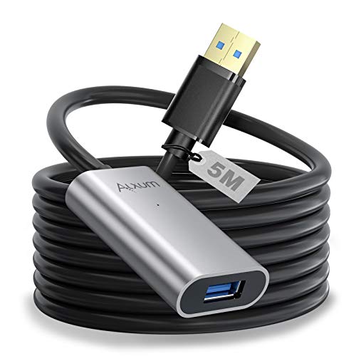 Alxum Aktive USB 3.0 Verlängerungkabel 5M, USB Verlängerungkabel Repeater-Kabel mit Signalverstärkung Kompatibel mit VR Rift, Xbox one, Drucker usw, Schwarz von Alxum