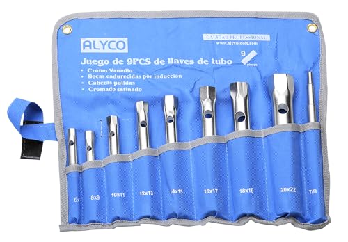 Alyco 191570 Steckschlüssel-Set, 8 Stück, satiniert, matt, UNE 16586, in Nylontasche von Alyco