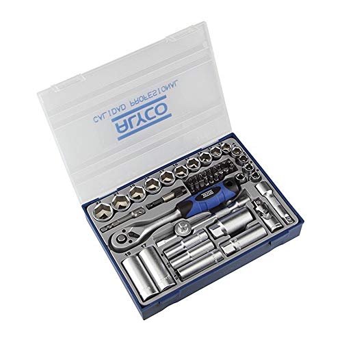 ALYCO 192290 192290 Steckschlüsselsatz 49-teilig 3/8 Zoll + Ratsche + Adapter + Bits in Kunststoffkoffer von Alyco