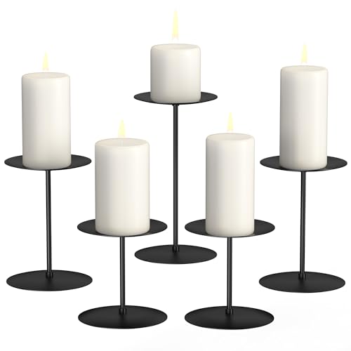 5er Set Kerzenständer Schwarz aus Metall, Kerzenhalter für Stumpenkerzen/Blockkerzen, Candle Holder für Tischdekoration Hochzei Halloween Weihnachts Deko 5er Set Kerzenständer Schwarz aus Metall, Kerzenhalter für Stumpenkerzen/Blockkerzen, Candle Holder für Tischdekoration Hochzei Halloween Weihnachts Deko von Alyoen