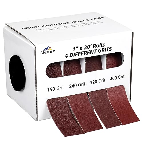 Schleifpapier Rolle - 6m x 25mm Schleifpapier 4 Körnung 150, 240, 320 und 400, Schleifpapierrollen mit Abgabegerät, Schleifpapier Set für Handschleifer zum Holz Metall von Alyoen