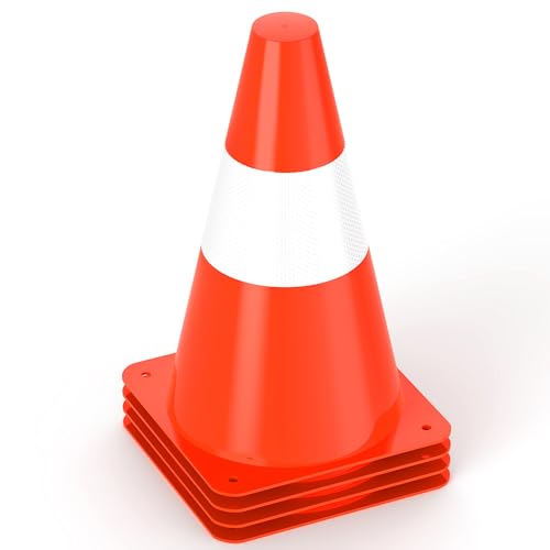 Warnkegel 23cm, 4 Stück Verkehrshütchen Markierungshütchen,stapelbar Warnleitkegel Leitkegeln,Verkehrskegel,Straße Sicherheit Markierungshütchen für Outdoor Aktivitäten und Festliche Veranstaltungen von Alyoen