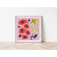 Tomate Basilikum Kunstdruck | Geschenk Tomaten Illustration von AlyshaDawnStudio
